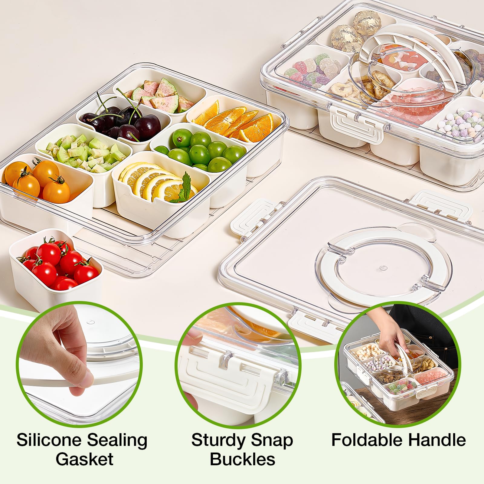 Mfacoy Snackle Box con gran capacidad para ordenar snacks y frutas.