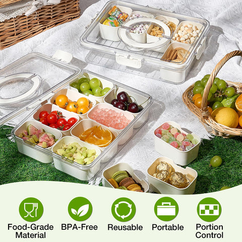 Mfacoy Snackle Box con tapa hermetica para transporte seguro.
