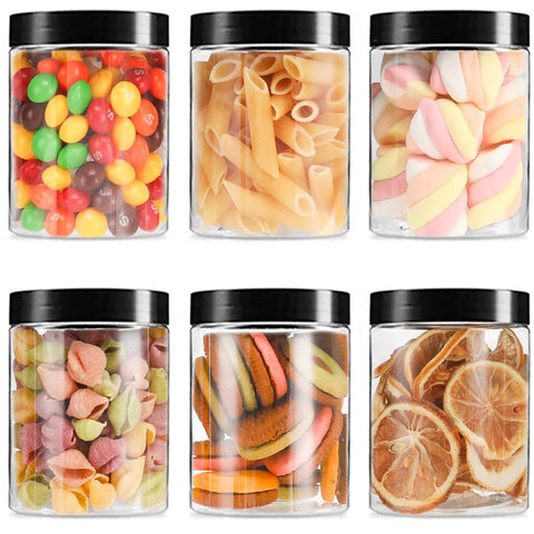 Mfacoy tarros plásticos transparentes 16oz con tapa hermética, ideal para guardar alimentos secos.