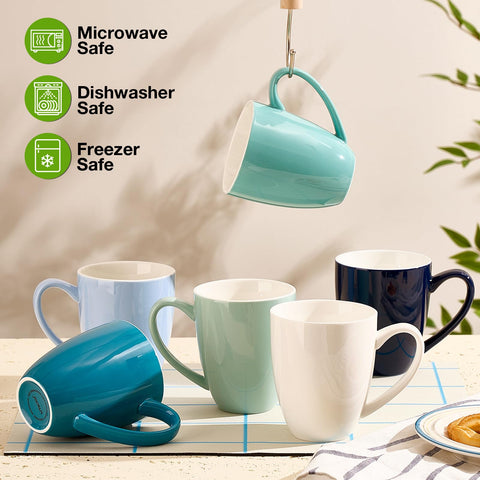 Mfacoy taza ceramica azul, mango ergonómico para bebidas con leche espumosa