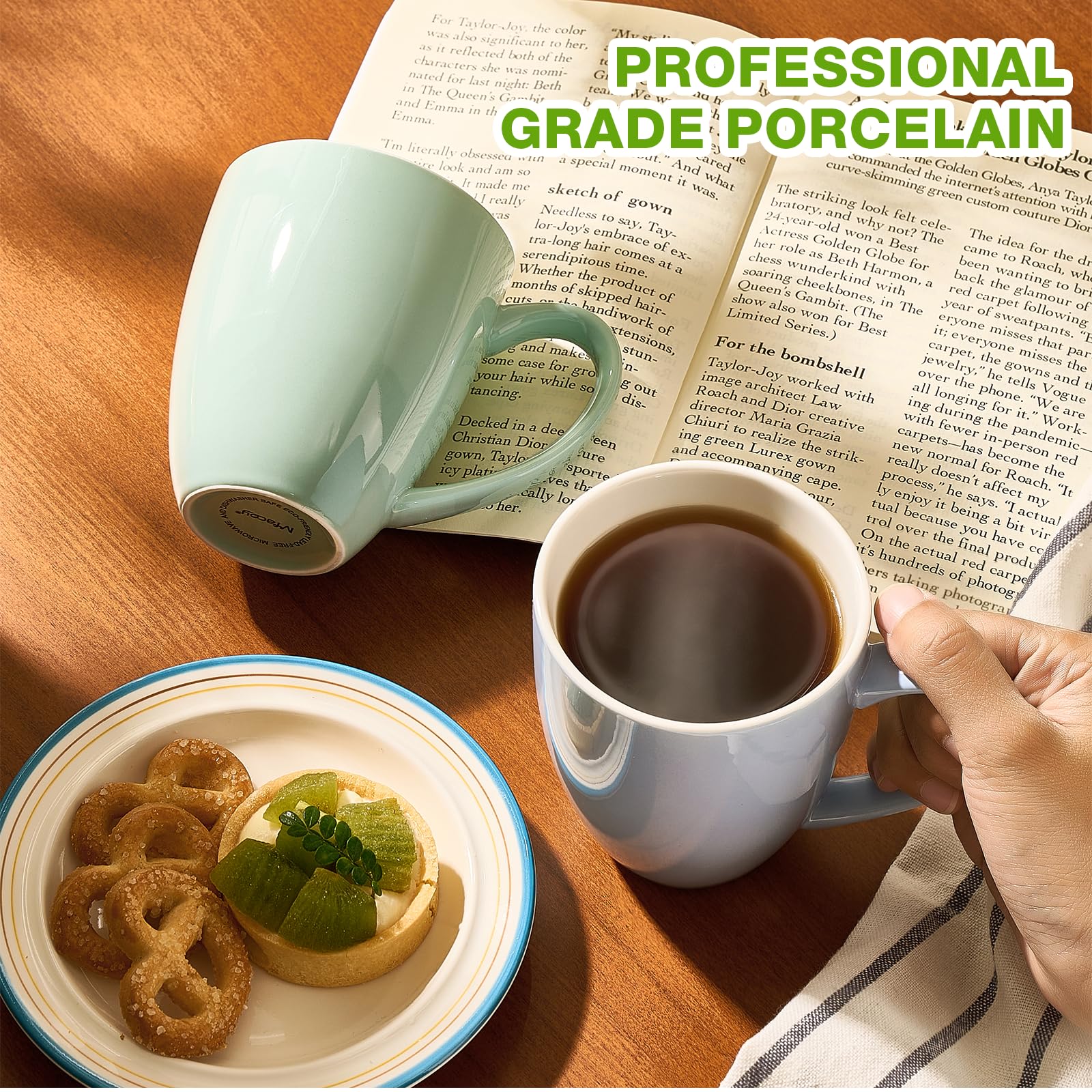 Mfacoy juego de 6 tazas porcelana para bebidas calientes y postres