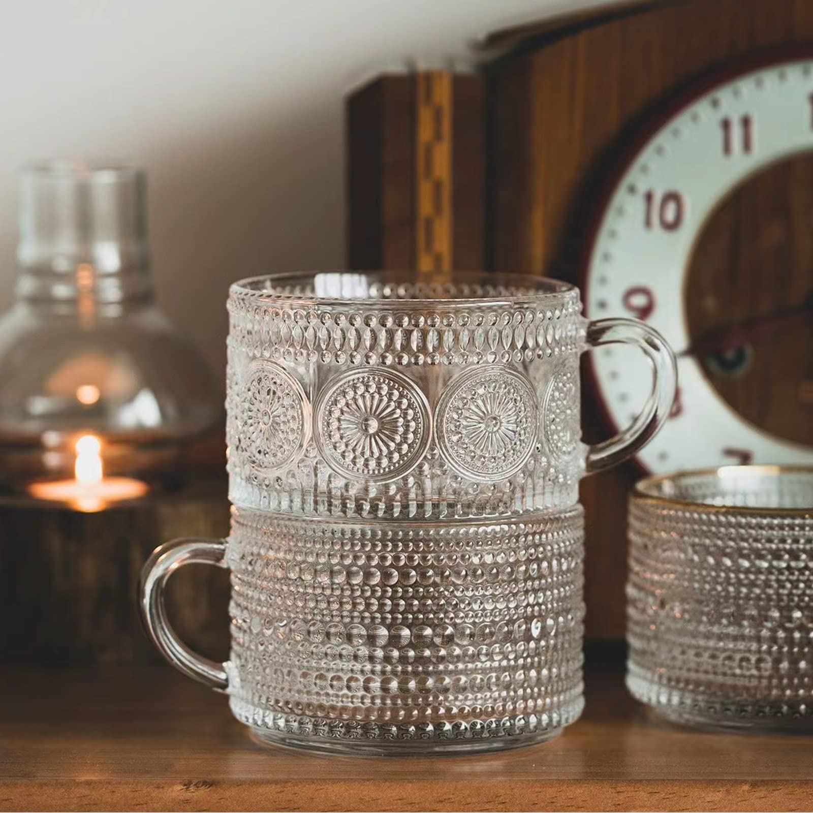 Mfacoy vasos de cristal para cappuccino o latte en casa.