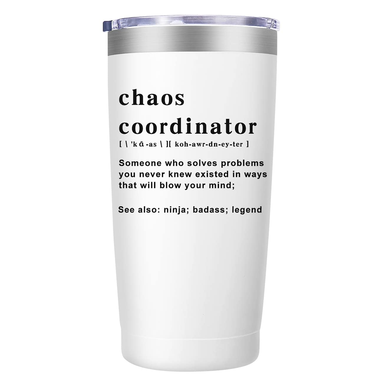 MFGNEH Chaos Coordinator Tumbler con tapa antifugas, ideal para evitar derrames en la oficina