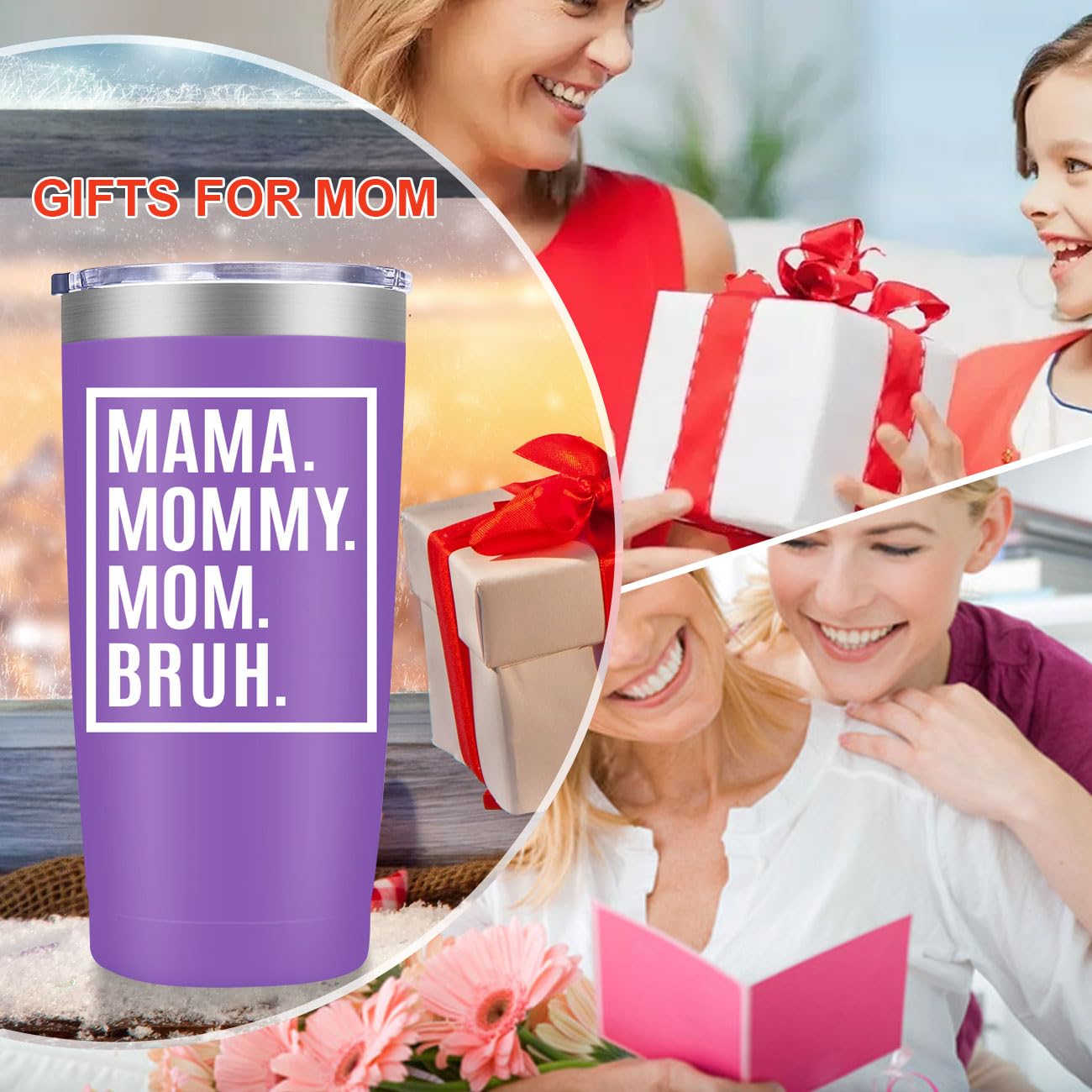 MFGNEH Regalo para mama, tumbler de 20 onzas purpura práctico.