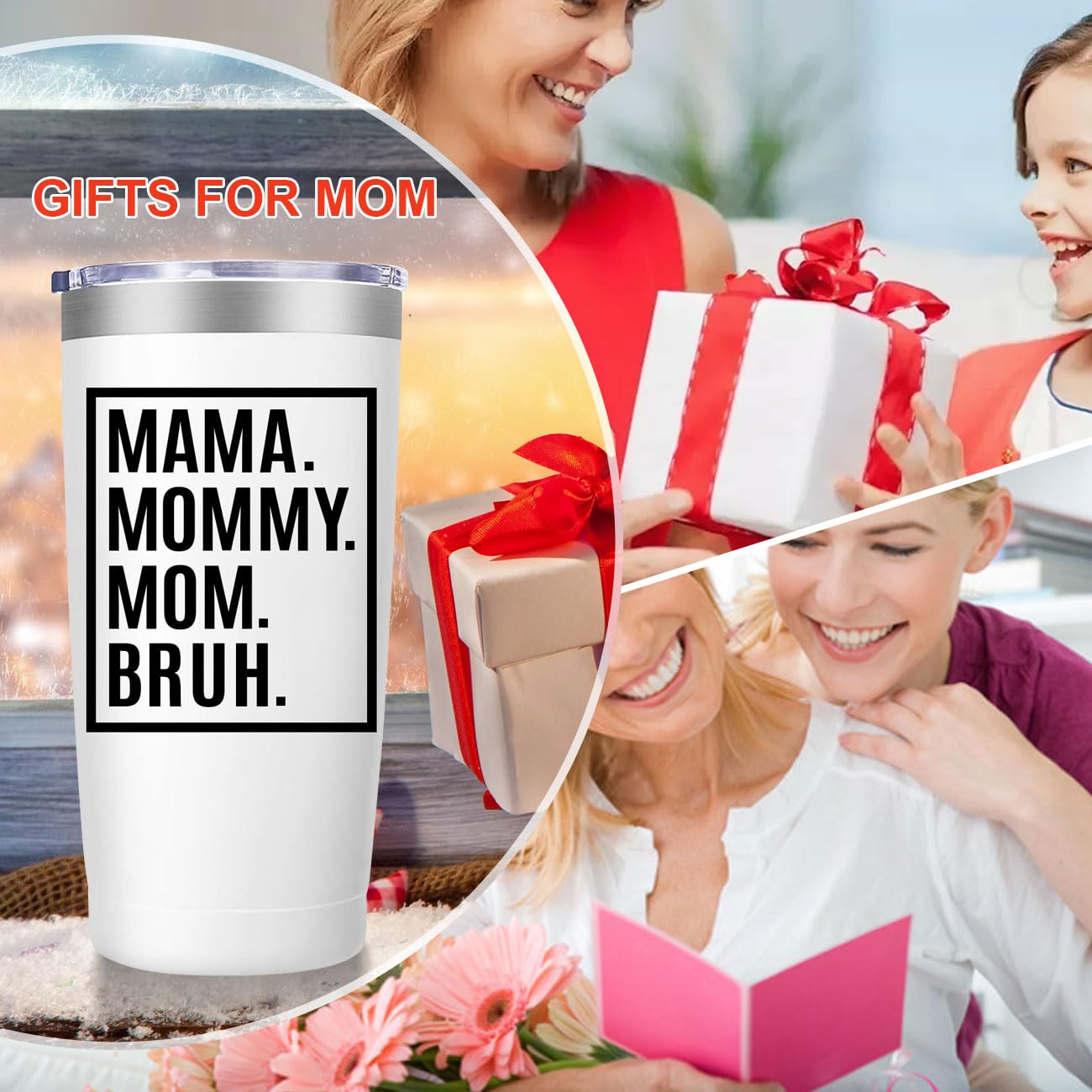 Vaso térmico MFGNEH blanco elegante, ideal como regalo para Mamá u otras ocasiones.