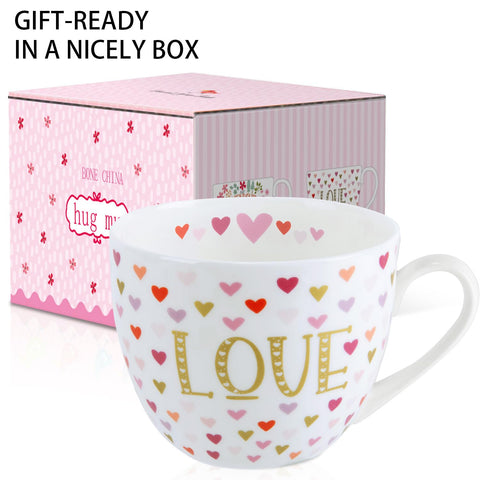 Taza MFoffice Amor Corazón 20oz en cerámica de hueso, alta durabilidad