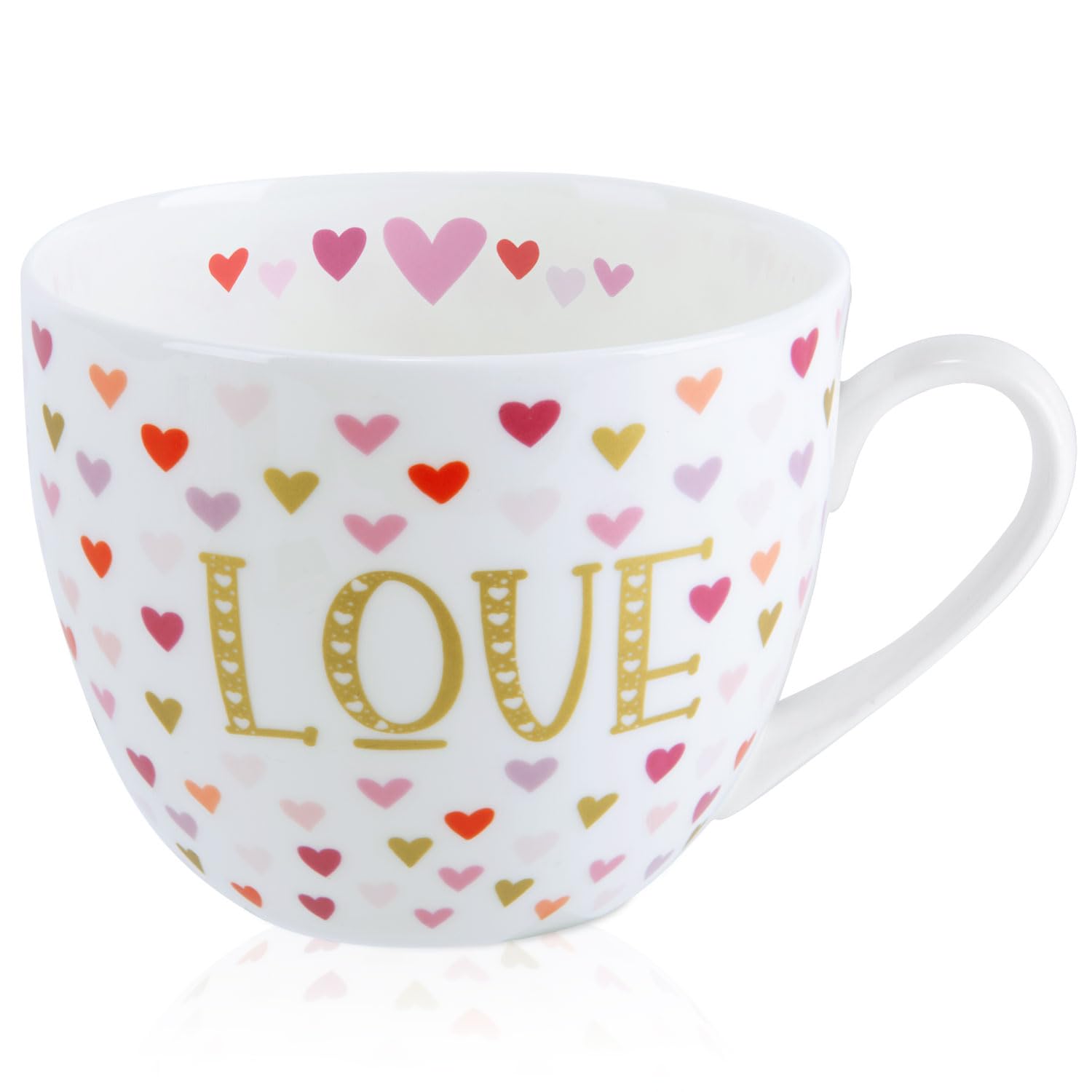 Taza MFoffice Amor Corazón 20oz con diseño dorado y corazones para un toque elegante