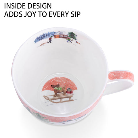 Taza MFoffice con caja regalo navideña, lista para sorprender en fiestas.