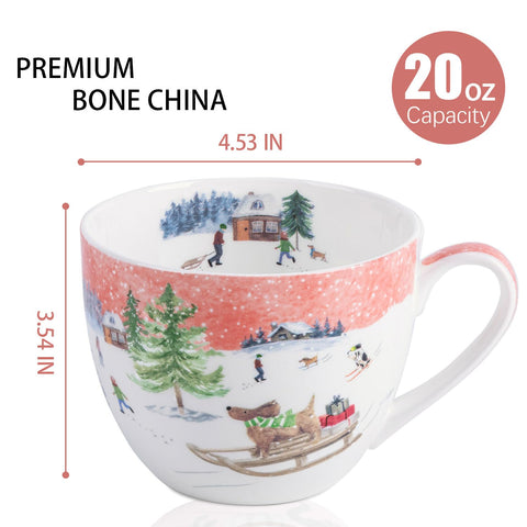 Taza MFoffice con cielo rosado y nieve, ideal para empezar el día con calidez.
