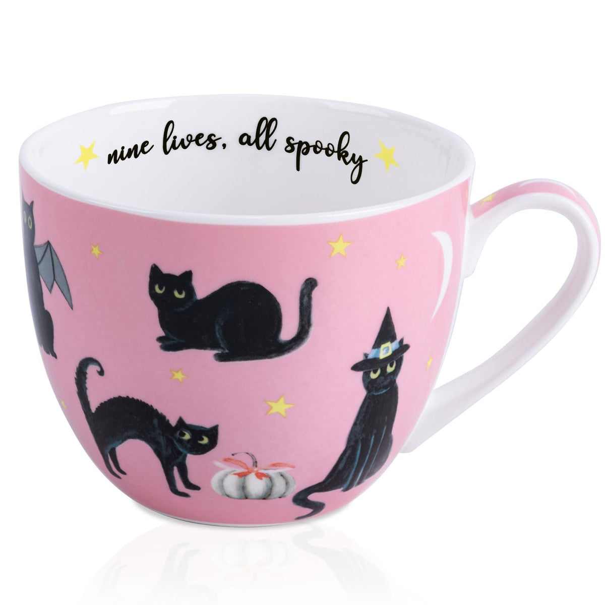 Taza MFoffice Gato Negro 20 onzas para café cálido en la Noche de Brujas.
