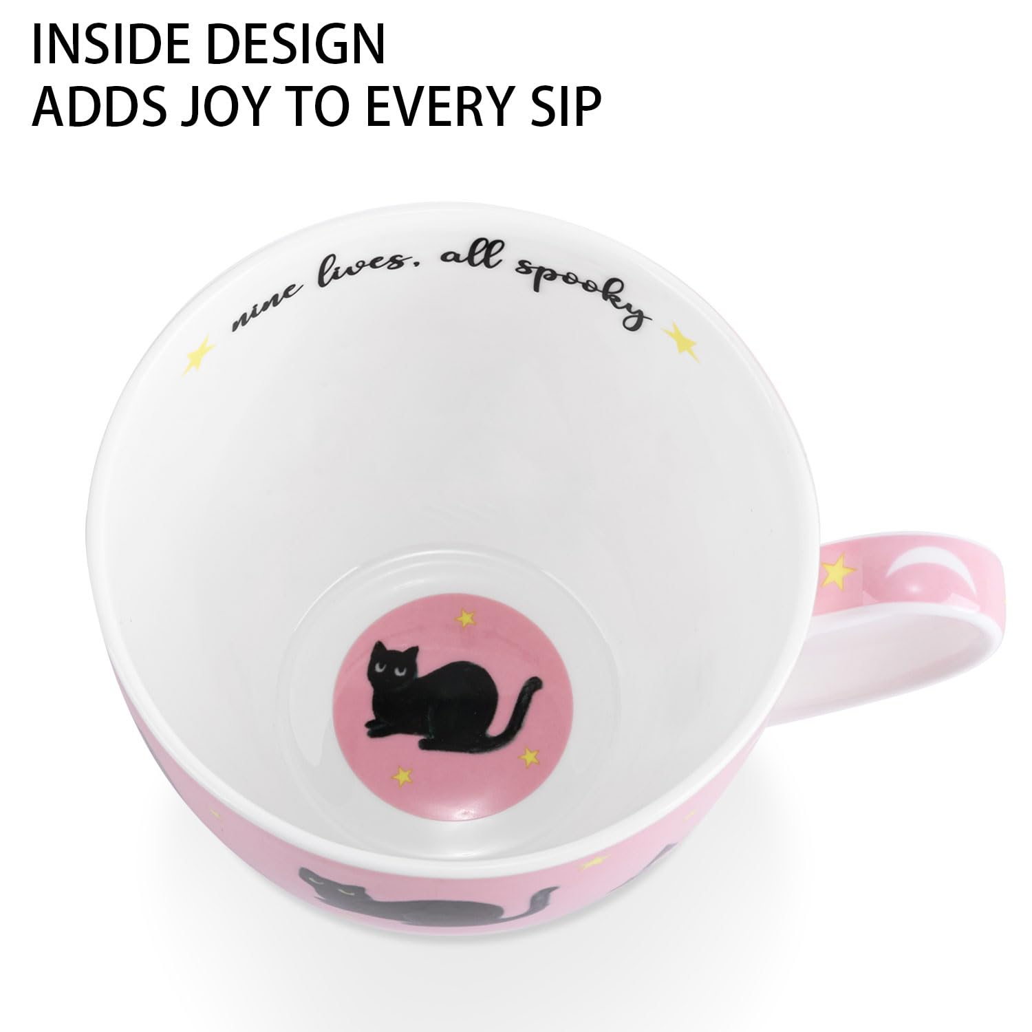 Taza MFoffice Gato negro oculto en el fondo, toque misterioso.