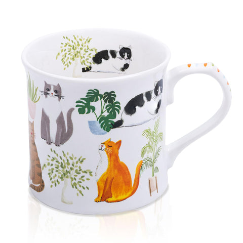 MFoffice taza gatos y plantas, ideal para café matutino.