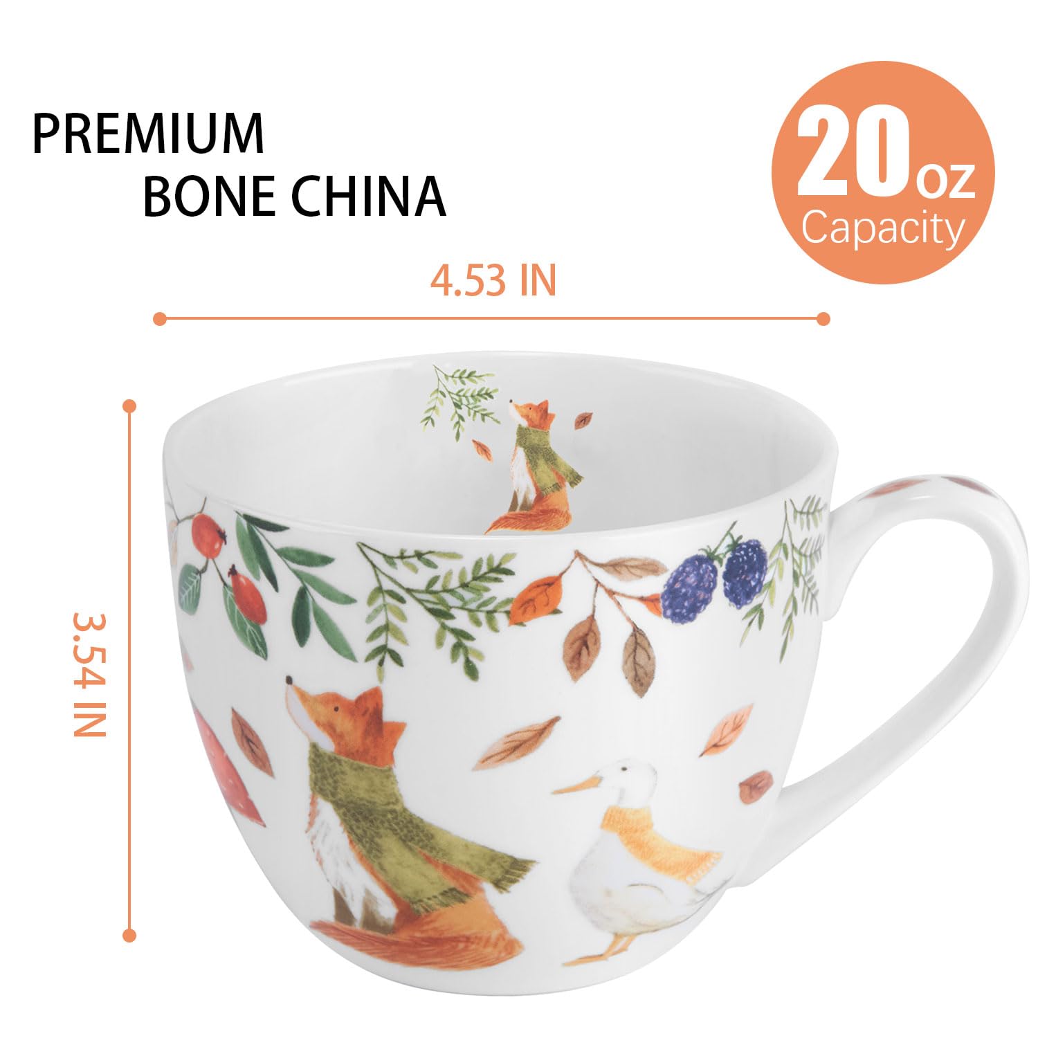 MFoffice taza de hueso con ardilla en bosque otoñal, perfecta para té reconfortante.