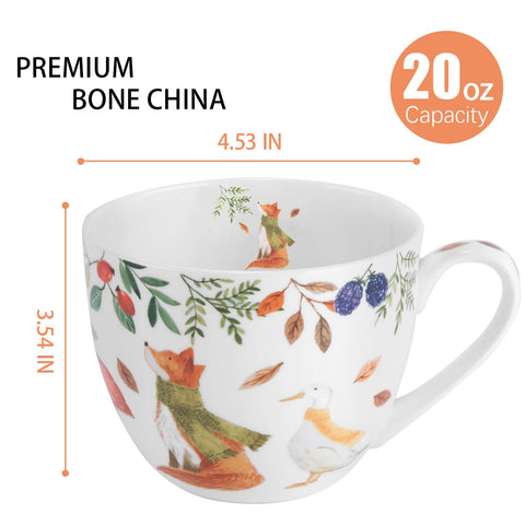 MFoffice taza de hueso con ardilla en bosque otoñal, perfecta para té reconfortante.