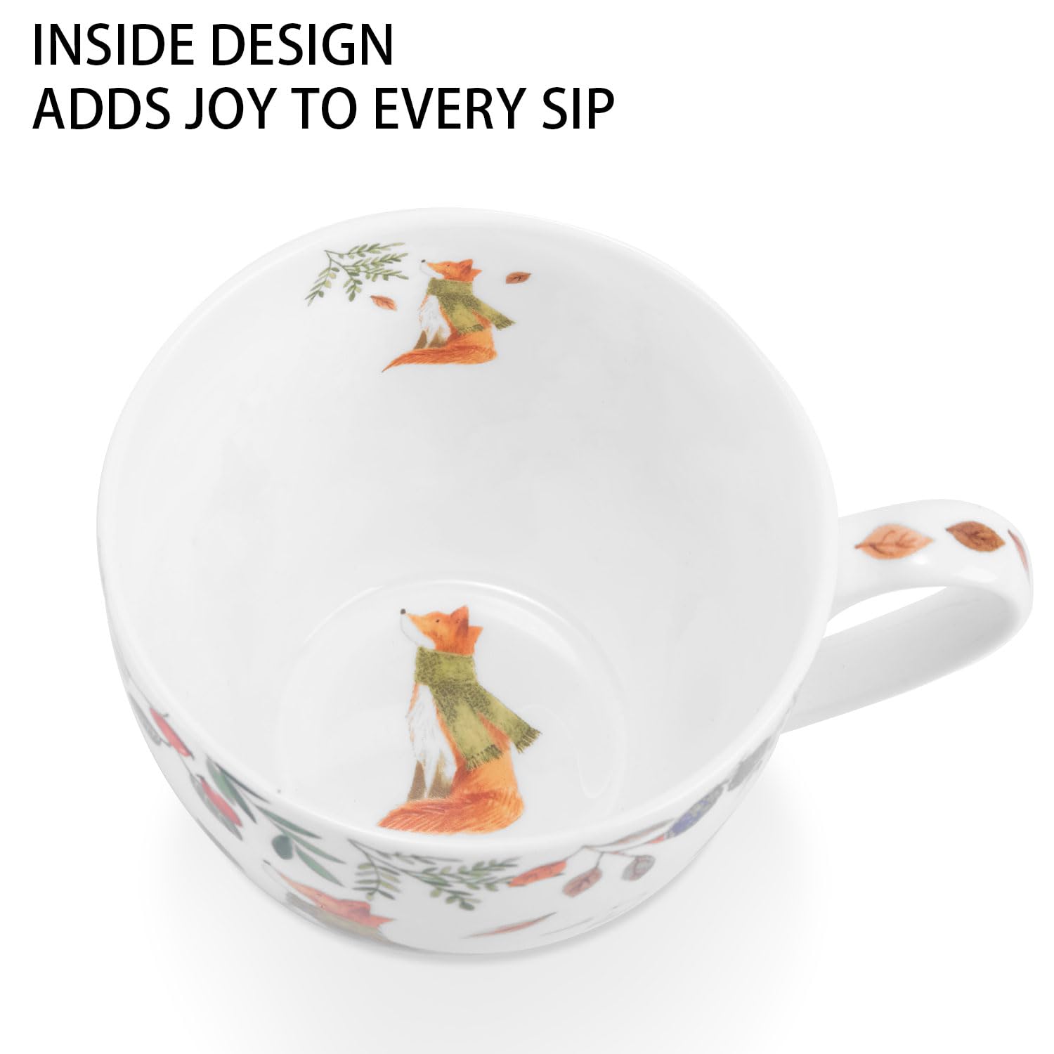 MFoffice taza de hueso con detalle de setas, regalo elegante para amantes de la naturaleza.