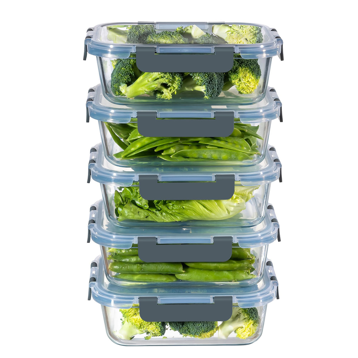 MFY contenedores de vidrio 36oz con tapas, almacenamiento seguro de comidas.