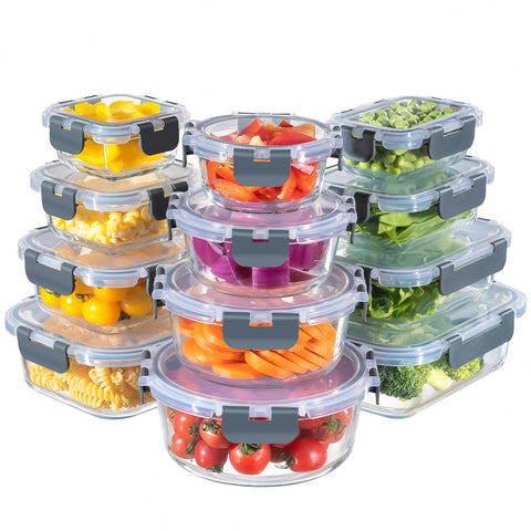 MFY contenedores vidrio rectangulares 36oz con tapas herméticas para conservar alimentos