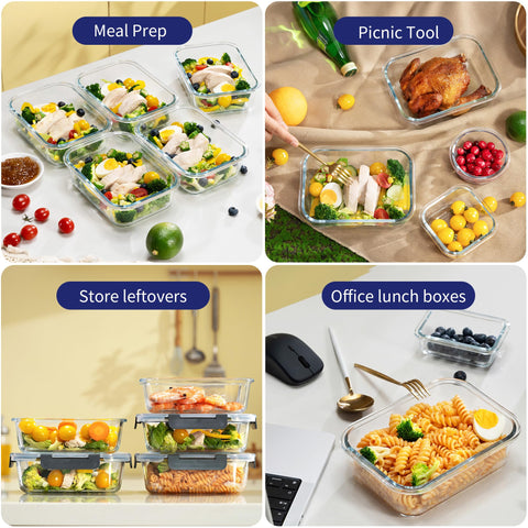 MFY contenedores vidrio redondos 31oz para ensaladas y salsas sin derrames