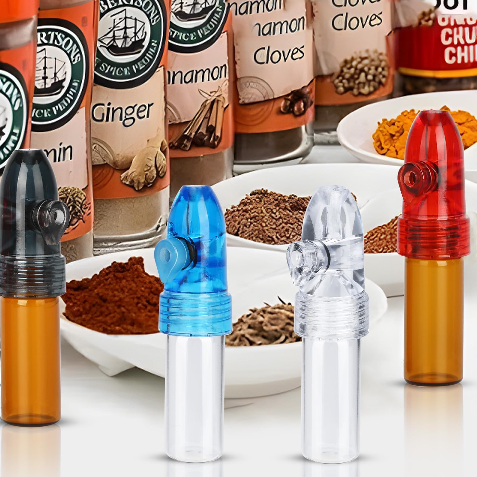 Conjunto de 4 botellas para sazonar durante viajes y camping.