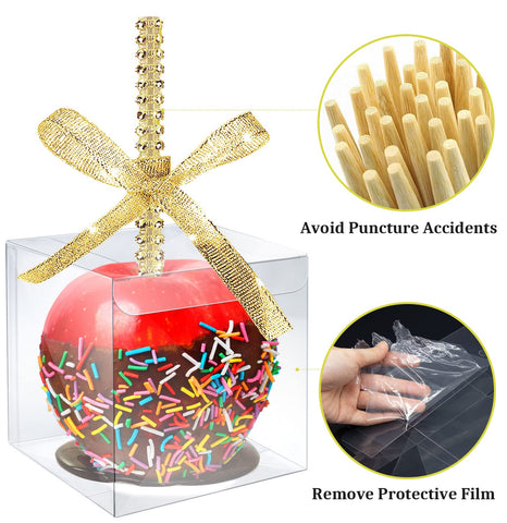 Palillos de bambú MGWOTH con brillos cristalinos para decorar manzanas glaseadas
