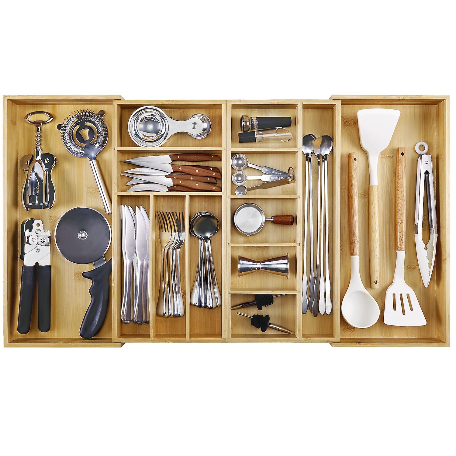 MH MYLUNE HOME organizador de cajón en bambú expandible para utensilios