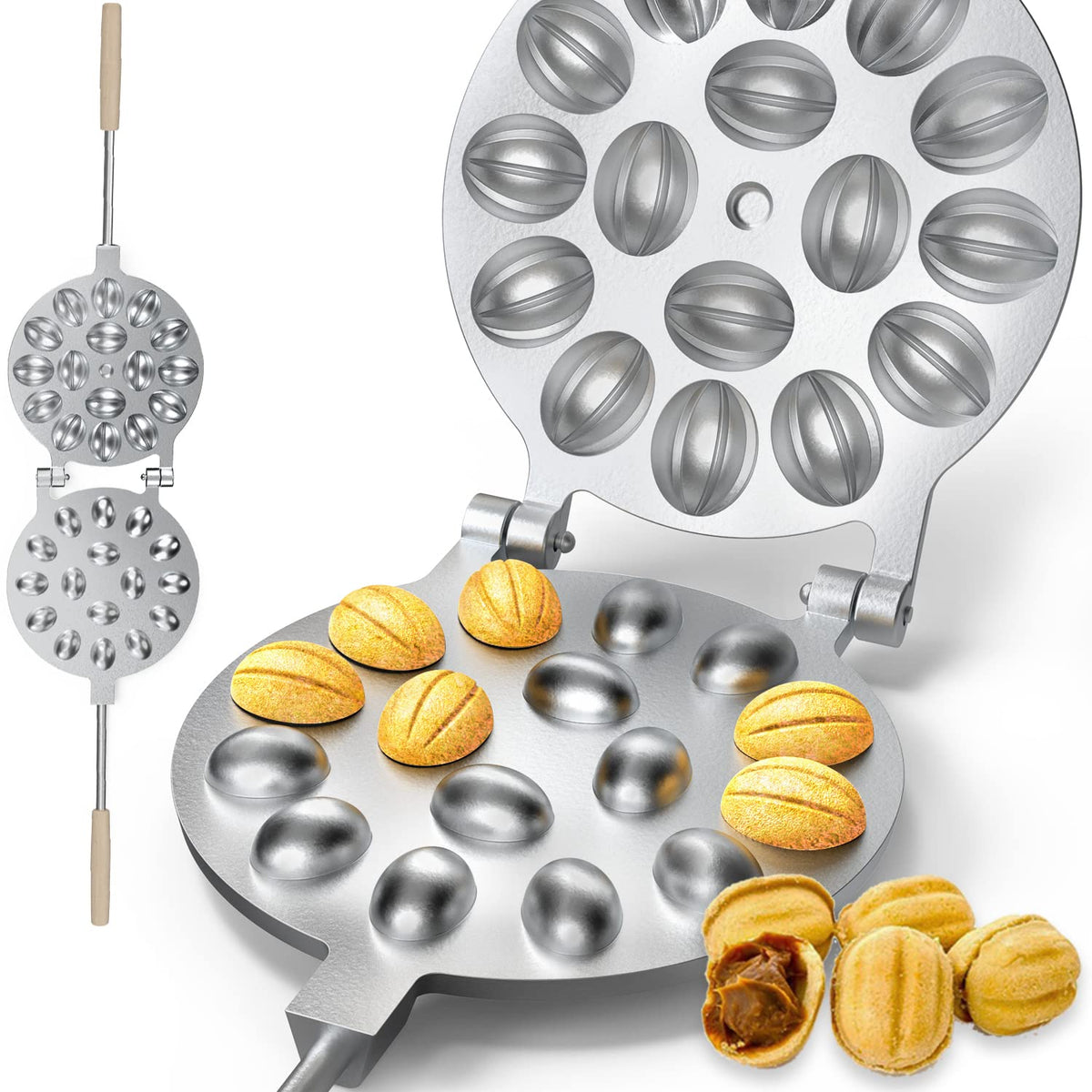 MHH Oreshki, molde de 16 huecos para galletas crujientes y rellenos cremosos.