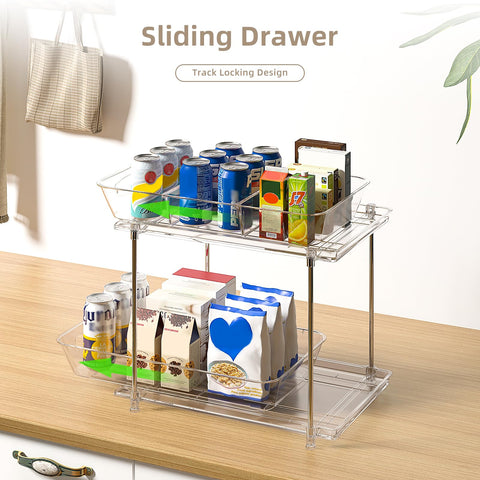 MHHA cajones deslizables en baño, diseño transparente para hallazgo rápido.