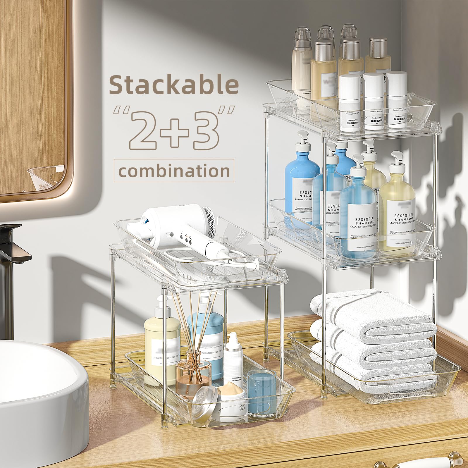 MHHA divisores movibles para organizador de baño y cocina.