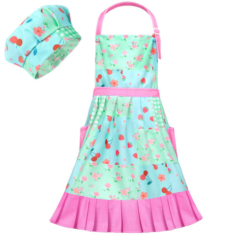 MHJY delantal infantil floral con ajuste de cuello, cómodo para cocinar