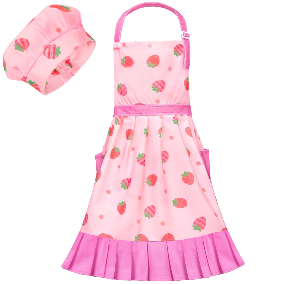 MHJY delantal para niñas con sombrero de chef floral, ideal para clases de cocina