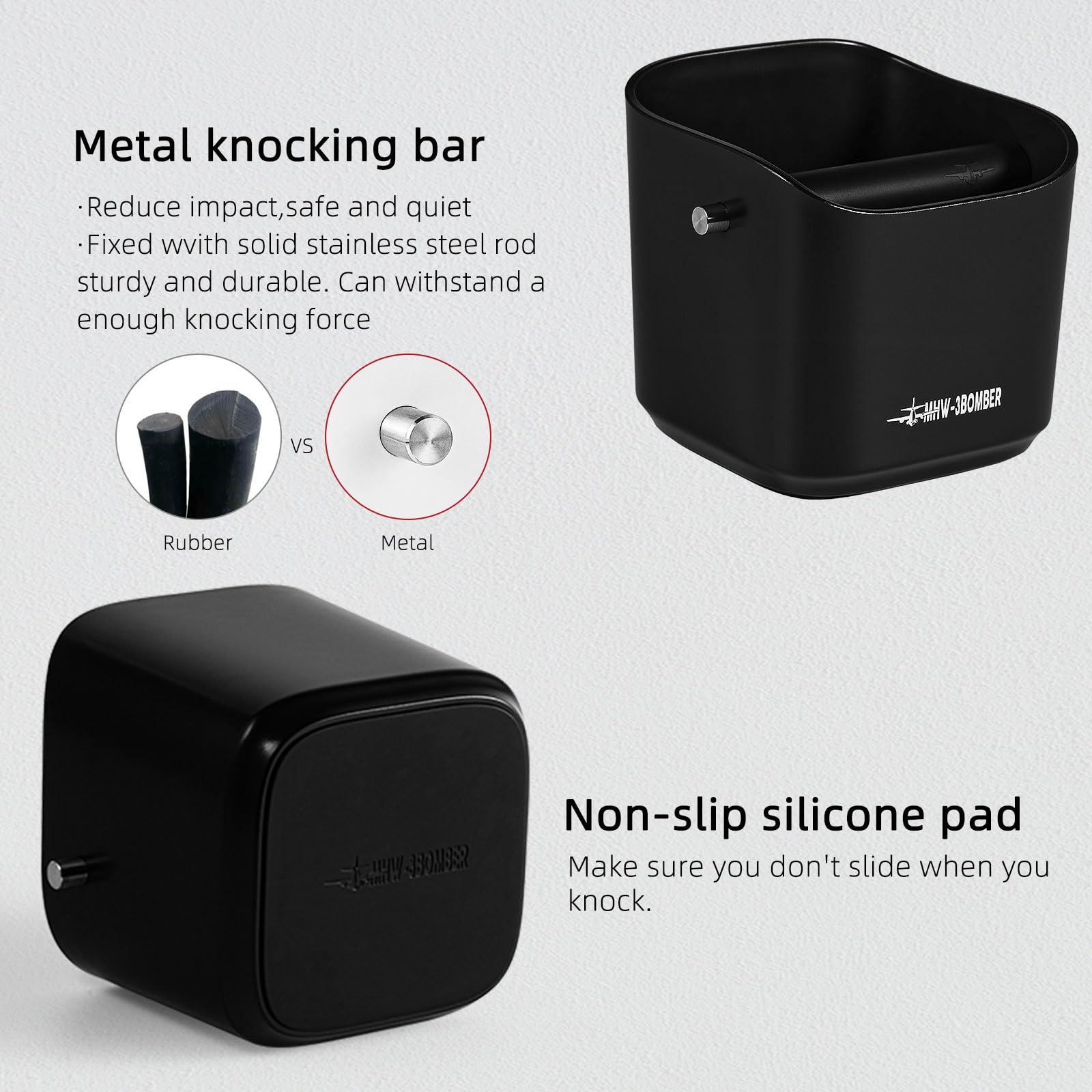 Cuerpo de ABS duradero con varilla de metal y funda de goma.