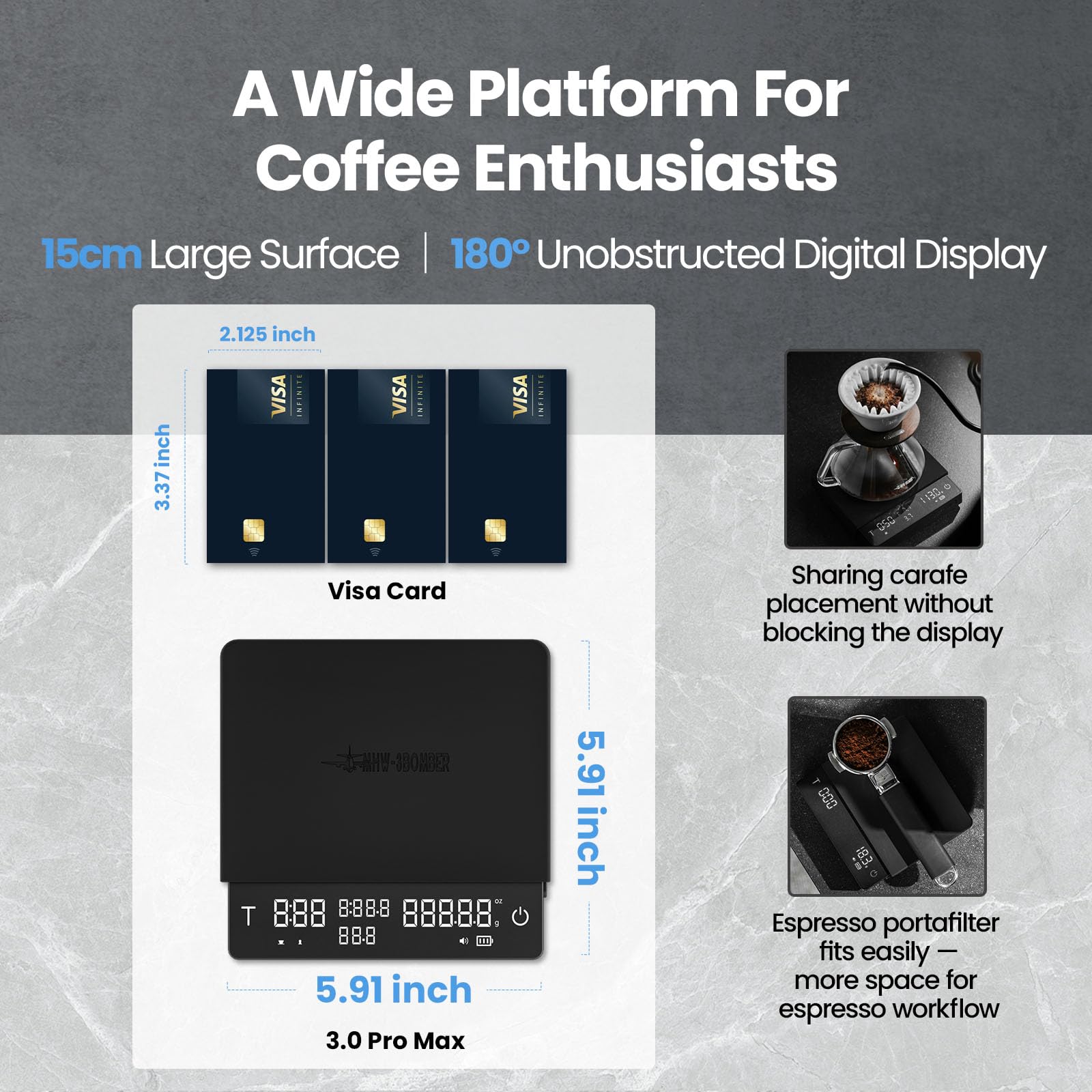 MHW-3BOMBER modos espresso y brewing para extracción precisa.