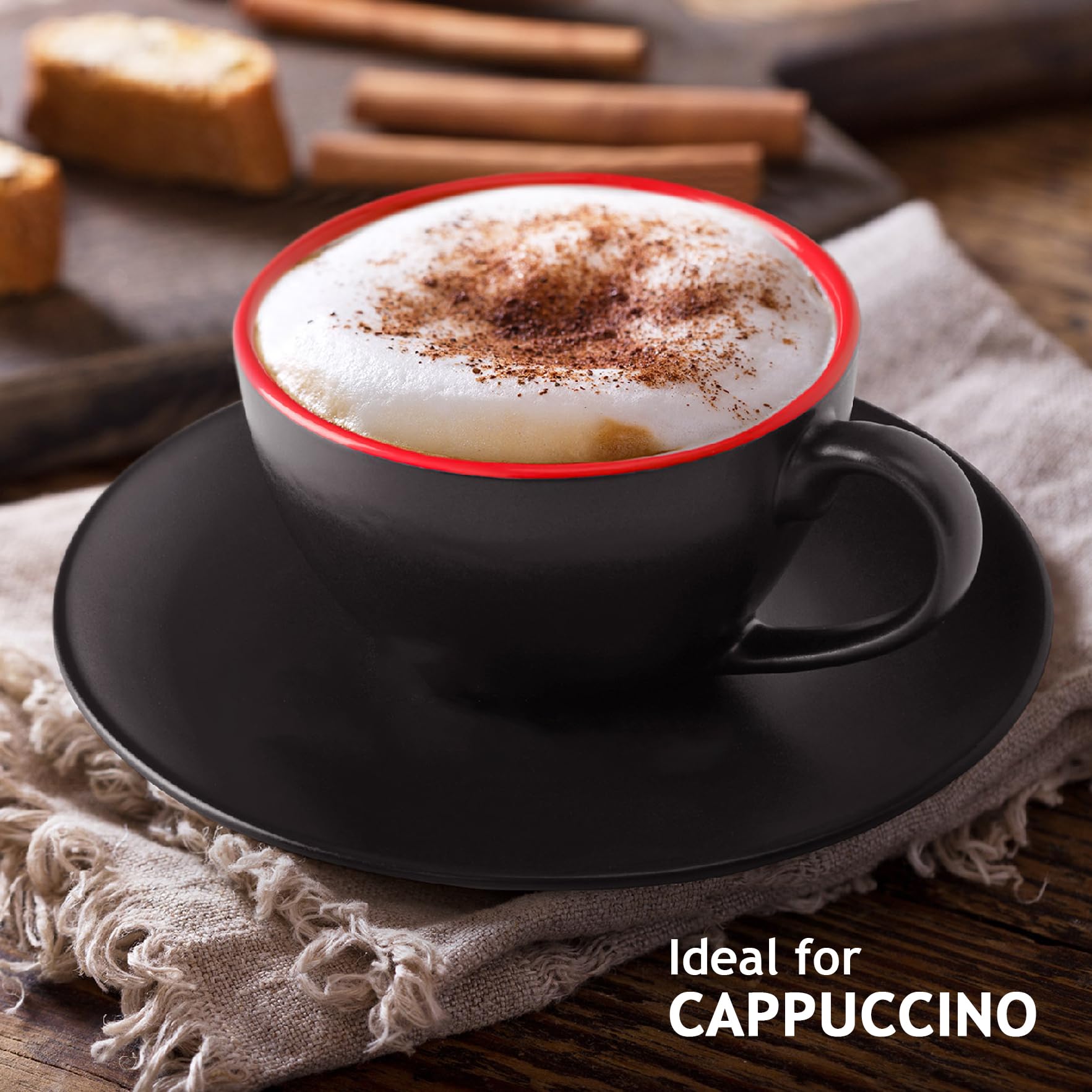 MIAMIO Le Papillon conjunto de 6 tazas capuchino para café o té en casa.