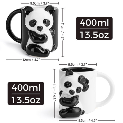 MIAMIO Panda Ceramic Cup asa ergonómica para un agarre cómodo.