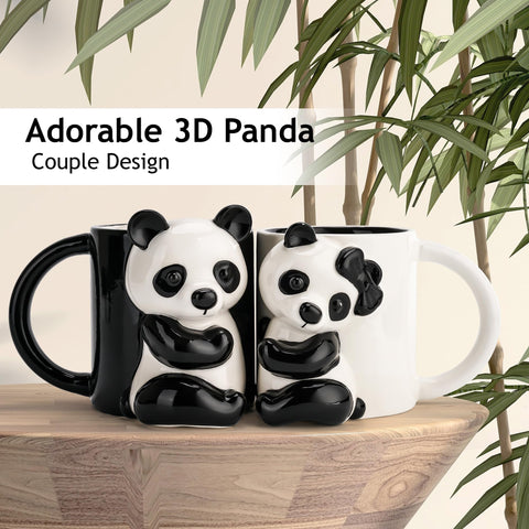 MIAMIO Panda Ceramic Cup vista trasera 3D, perfecto para té y leche.