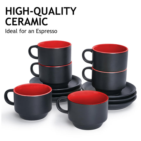 MIAMIO tazas espresso exterior mate negro, toque moderno para café diario.