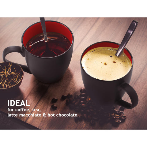 Taza MIAMIO Le Papillon en negro-rojo, ideal para té o café.