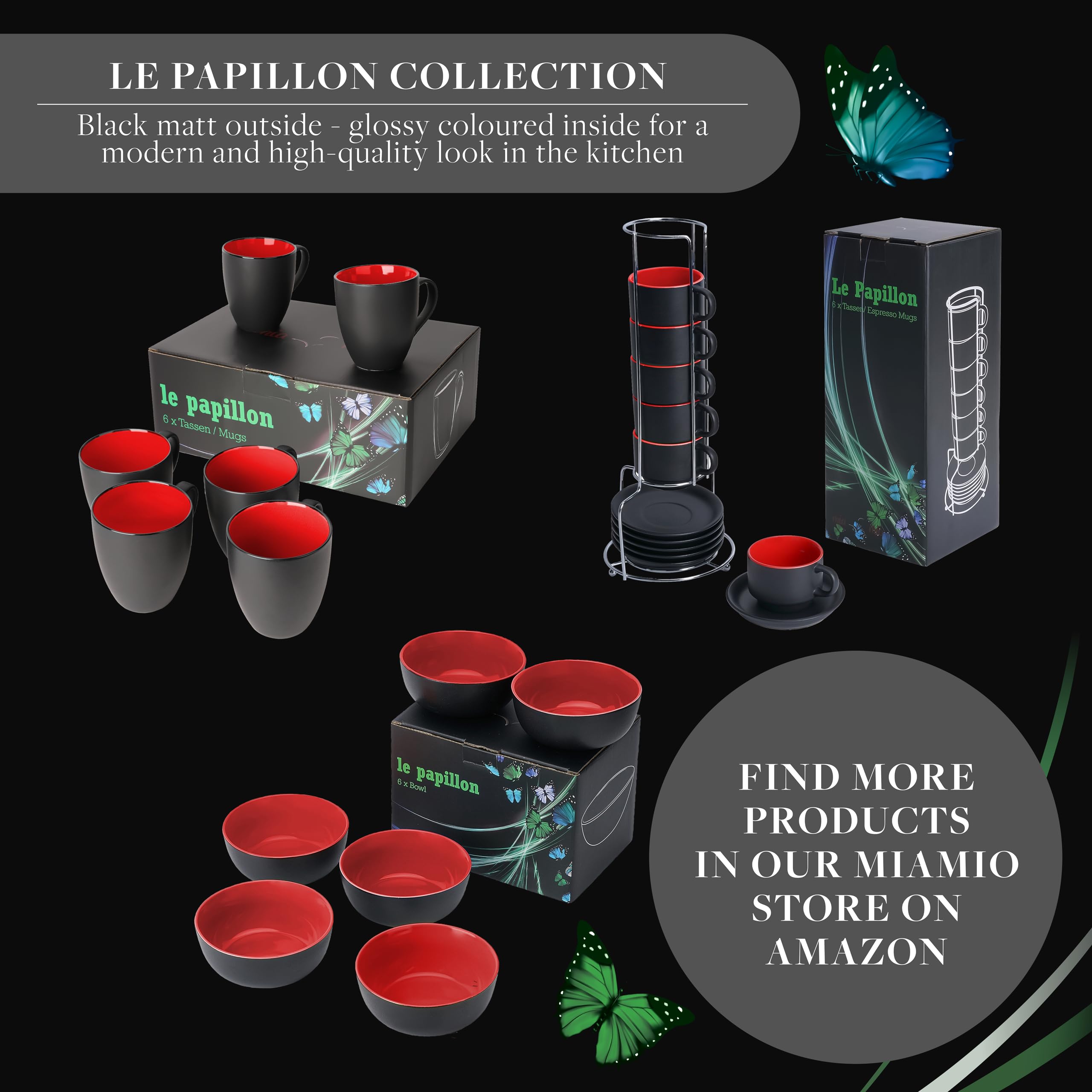 Taza MIAMIO para reuniones o regalos, juego de 6 piezas.
