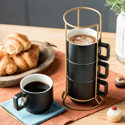 Conjunto de tazas espresso de Miamolo en negro para servir café con estilo