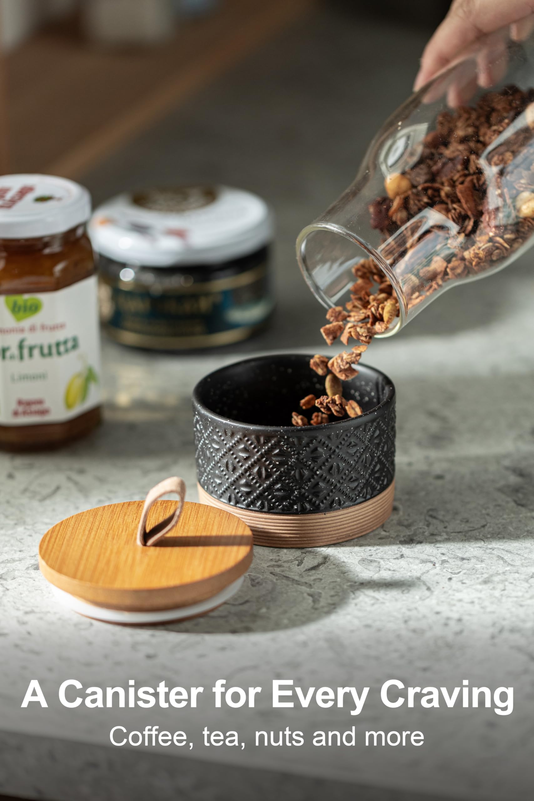 Miamolo frasco cerámica embossado estilo campo para decoración y almacenamiento práctico.