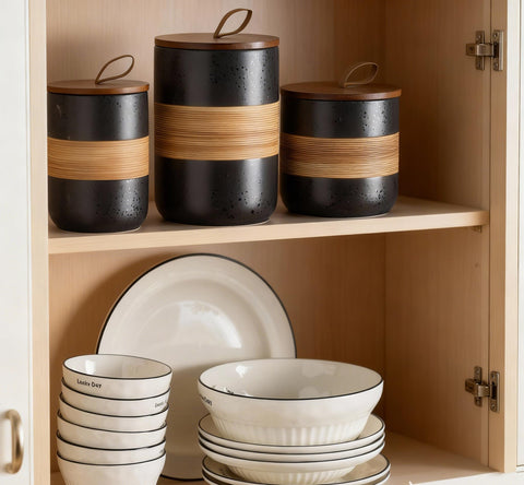 Miamolo frascos cerámicos decorativos para encimera con diseño elegante.