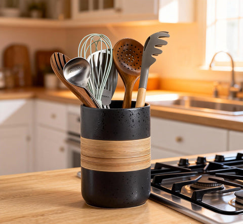 Miamolo juego de jarras cerámicas, almacenamiento apilable para cocina ordenada.