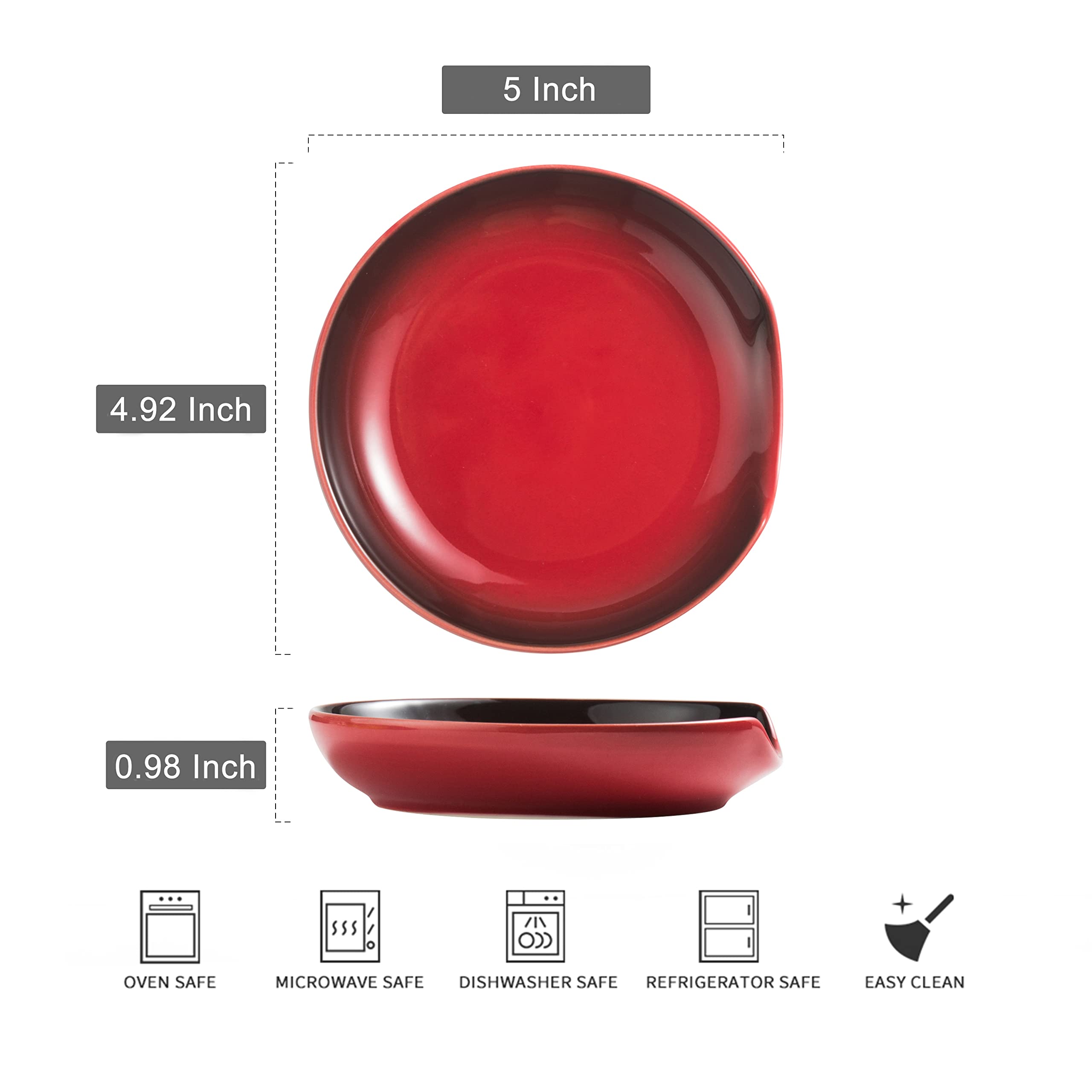 Miamolo reposacucharas ceramico rojo para uso diario en la encimera.
