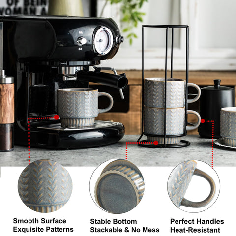 Soporte de acero inoxidable Miamolo mantiene las tazas ordenadas y disponibles.