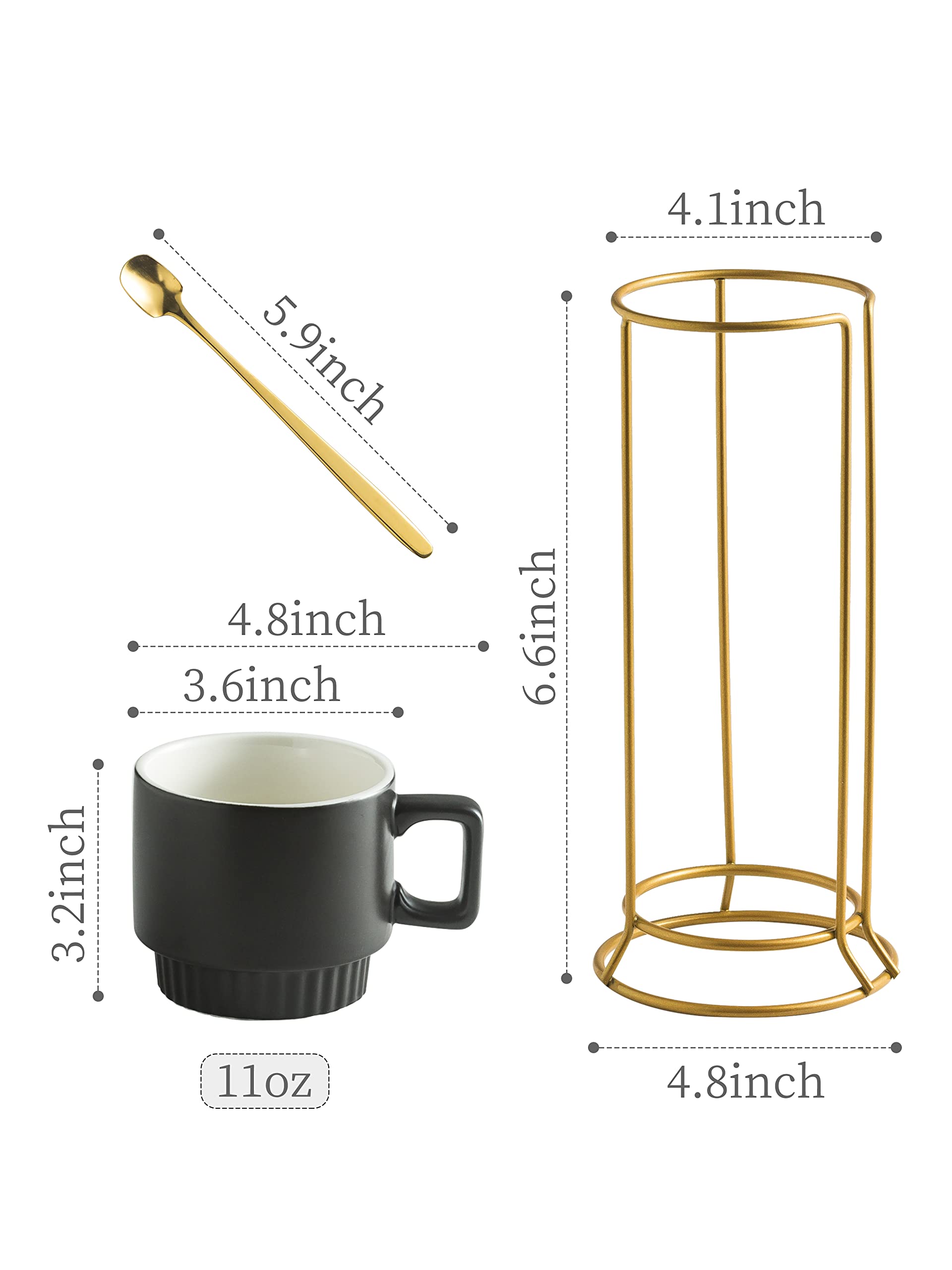 Tazas apilables Miamolo con diseño moderno en negro para uso diario