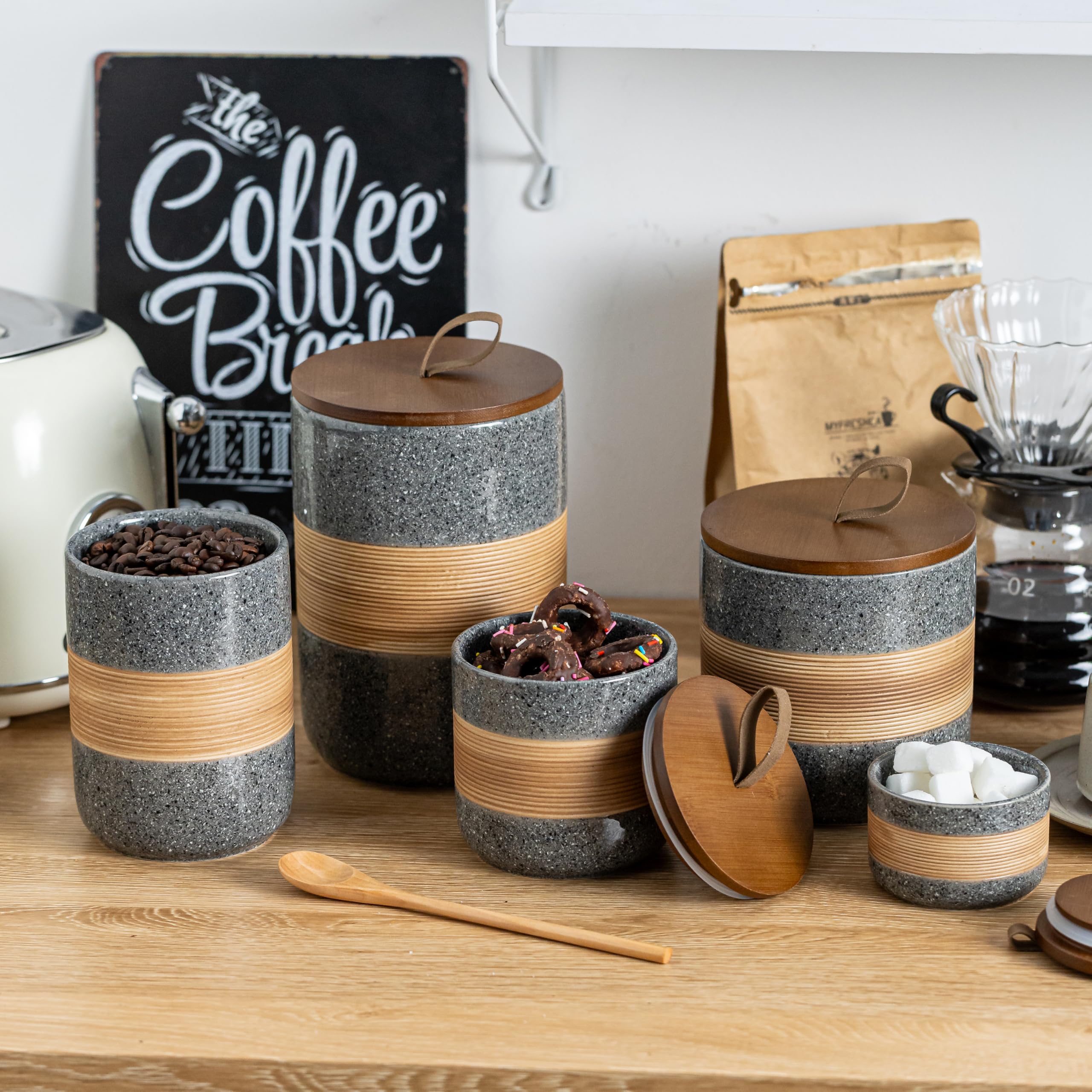 Uso diario para almacenar café, azúcar y té con estilo Miamolo.