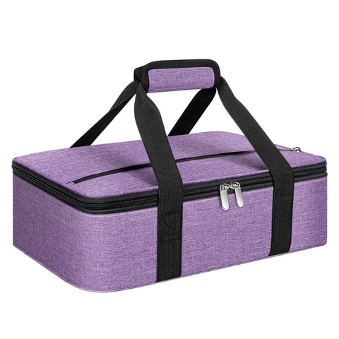 Bolsa aislada MIAOJIE, exterior morada, facilita transporte cómodo de comidas calientes.