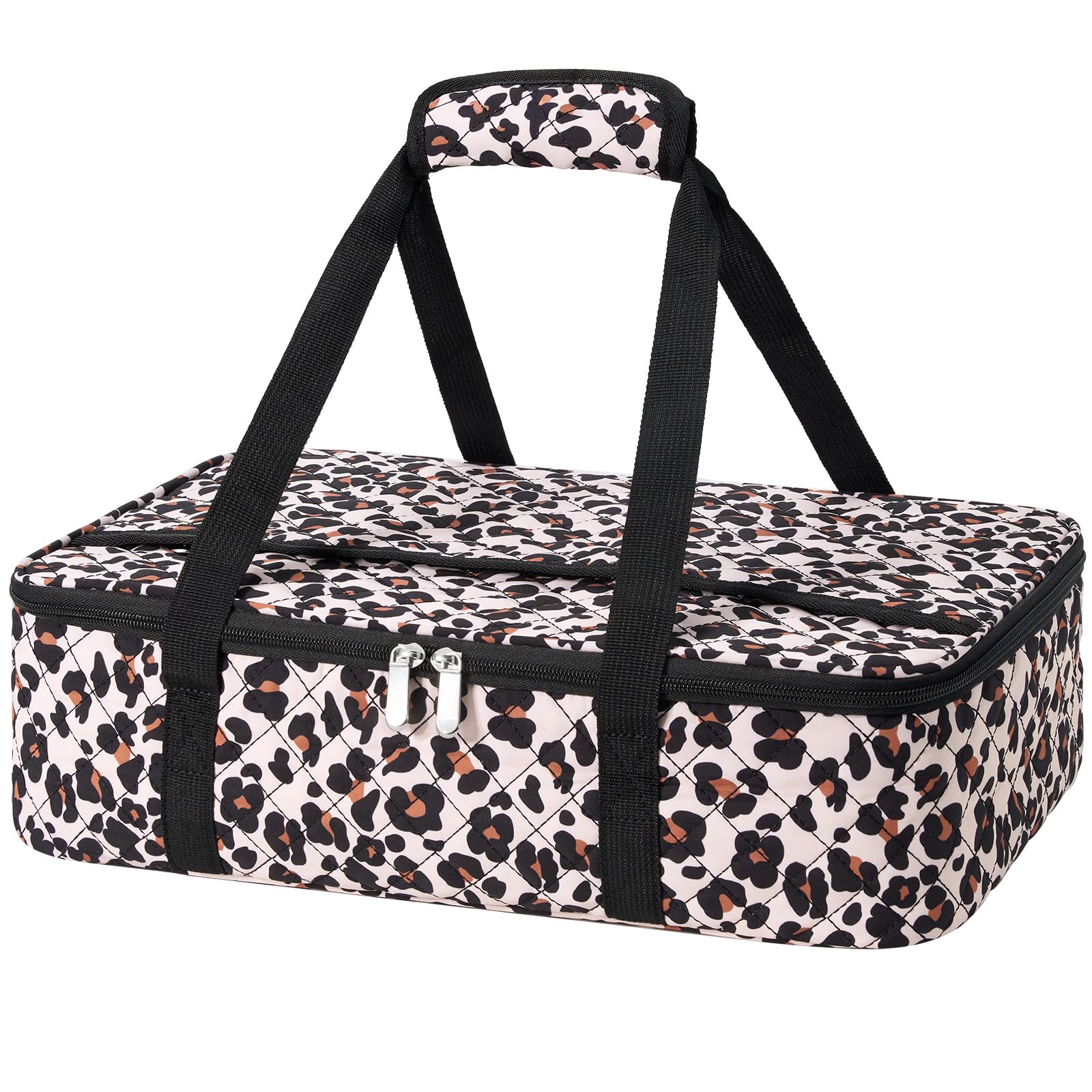 MIAOJIE bolsa almuerzo grande aislada con estampado leopardo para comida caliente o fría