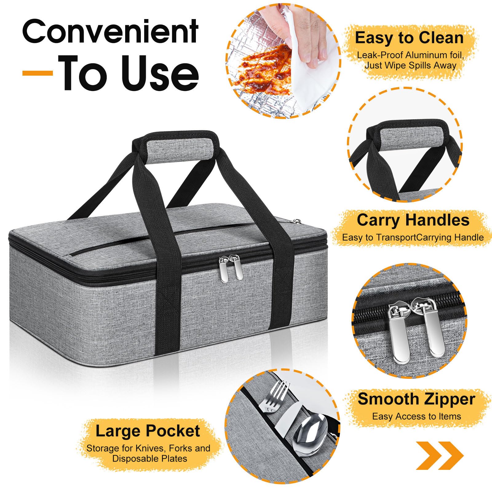 Capacidad para bandeja de 9x13 pulgadas en bolsa aislante MIAOJIE