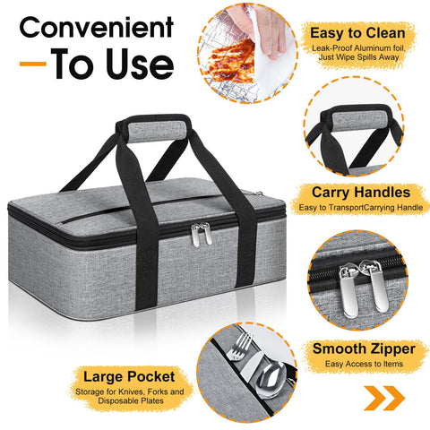Capacidad para bandeja de 9x13 pulgadas en bolsa aislante MIAOJIE